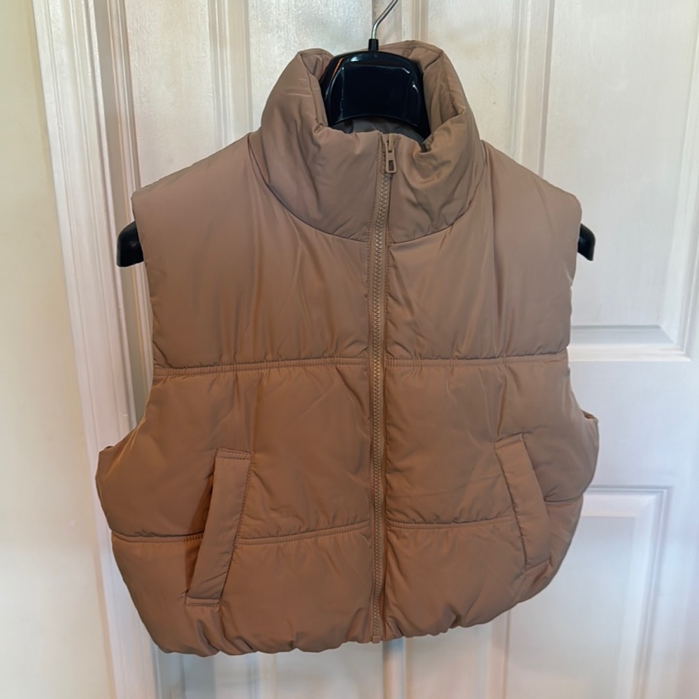Divided Tan Puffer Vest